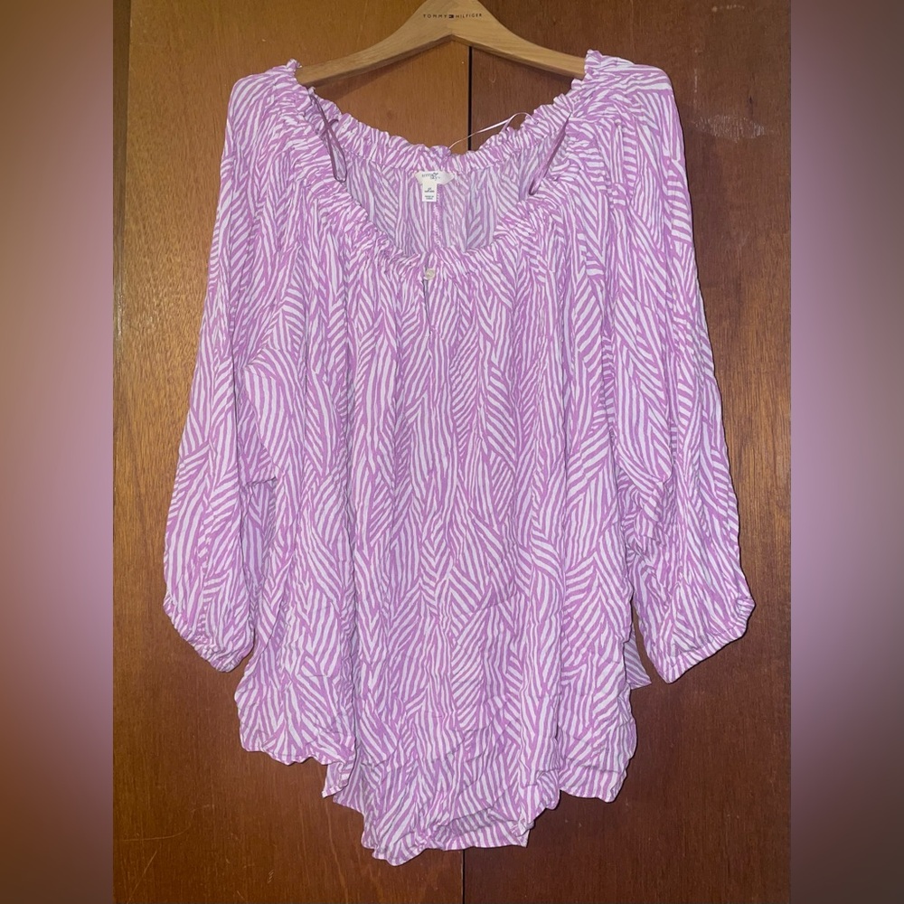 Terra & Sky Purple Striped Blouse